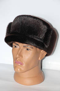 Чоловіча шапка- Фінка з хутра нерпи темно-коричнева