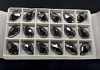 De'Lux Drop Jet Hematite 22*13mm Premium стекло капля джет гематит серо-черный металлический
