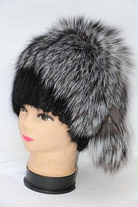 Натуральна жіноча шапка з чорнобурки та ондатри