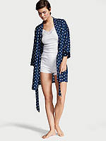 Комплект для сна Lightweight Cotton Three-Piece Robe Academy Blue Dot от Victoria's Secret S