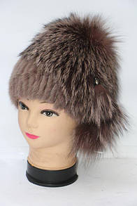 Жіноча шапка з хутра чорнобурки та норки