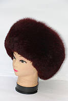 Жіноча натуральна шапка з хутра песця бордова