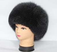 Натуральна жіноча шапка з хутра песця графіт