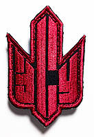 Шеврон,нарукавна емблема-Тризуб ЗСУ нового зразка на липучці, машинна вишивка, червоний
