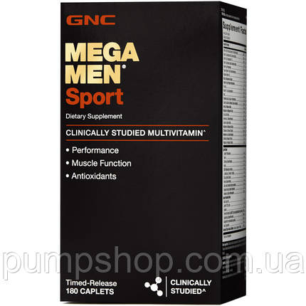 Вітаміни для чоловіків GNC Mega Men Sport Multivitamin 180 капс. ( на 90 днів ), фото 1