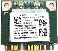 Wi-fi+BT модуль HalfSize Mini pcie для Lenovo Realtek RTL8821AE (04X6026) 802.11 b,g,n,ac 300Mbps