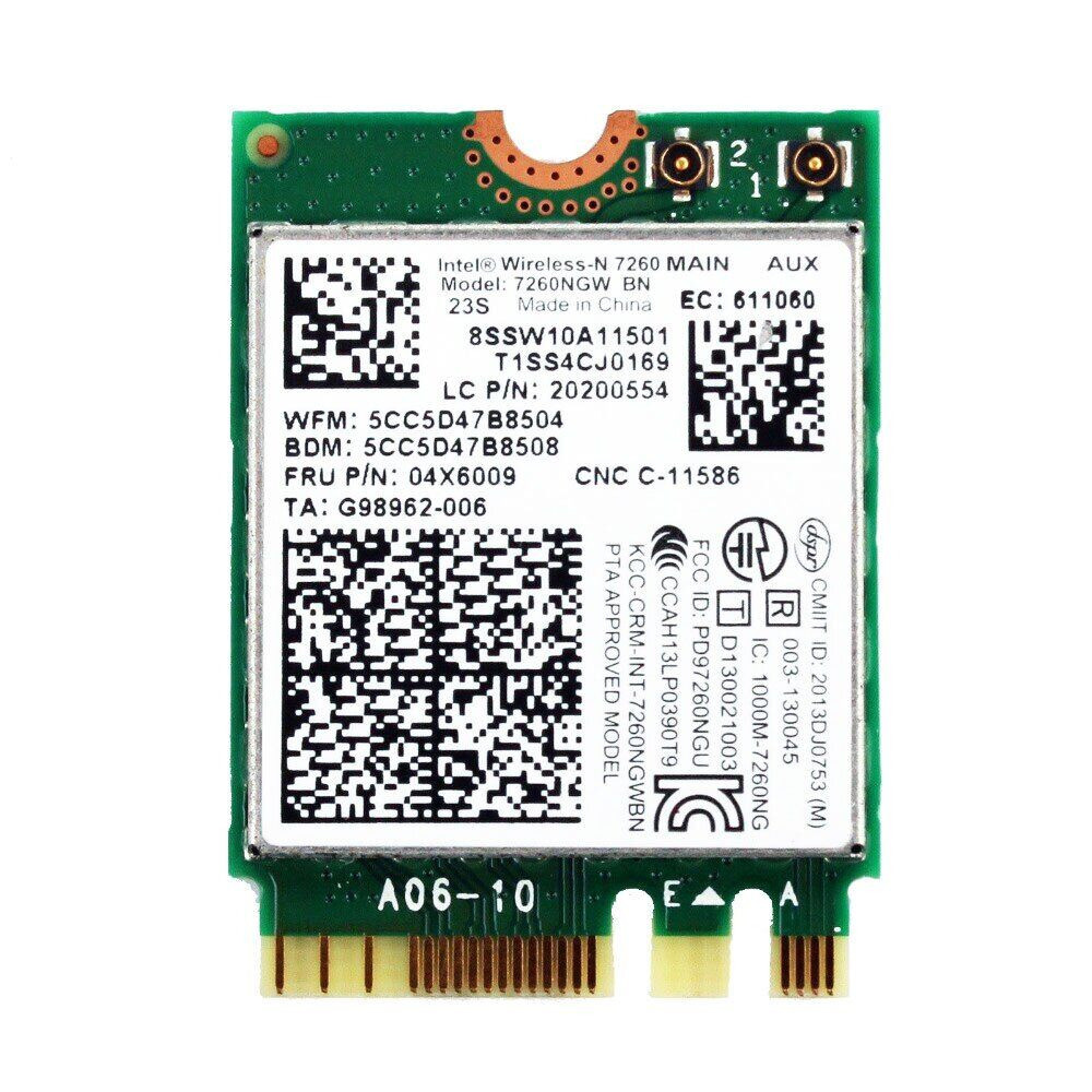 Wi-fi+BT модуль M.2 для Lenovo Intel 7260NGW (04X6084) Wireless-AC 7260 802.11 ac 867Mbps 2,4 GHz/5 GHz!