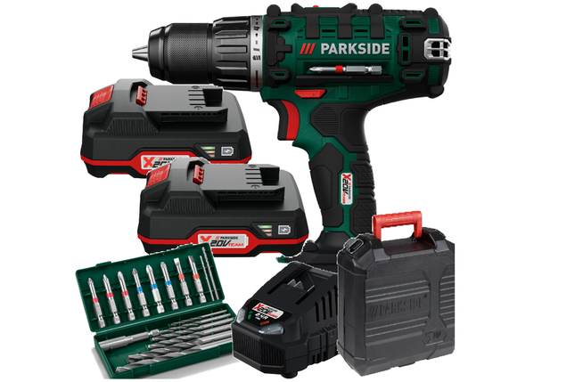 Акумуляторний шуруповерт Parkside X20V2022/2 20 В 2 батарейні біти PARKSIDE чохол для зарядки, фото 1