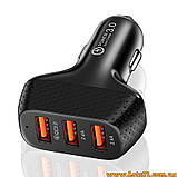 Зарядний пристрій для телефону від прикурювача автомобіля QC3.0 USB зарядка для смартфону в авто, фото 5