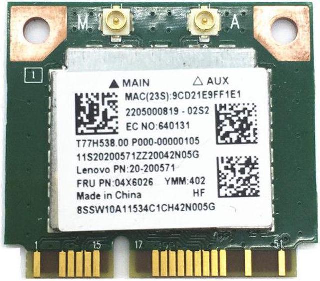 Wi-fi+BT модуль HalfSize Mini pcie для Lenovo Realtek RTL8821AE (04X6026) 802.11 b,g,n,ac 300Mbps