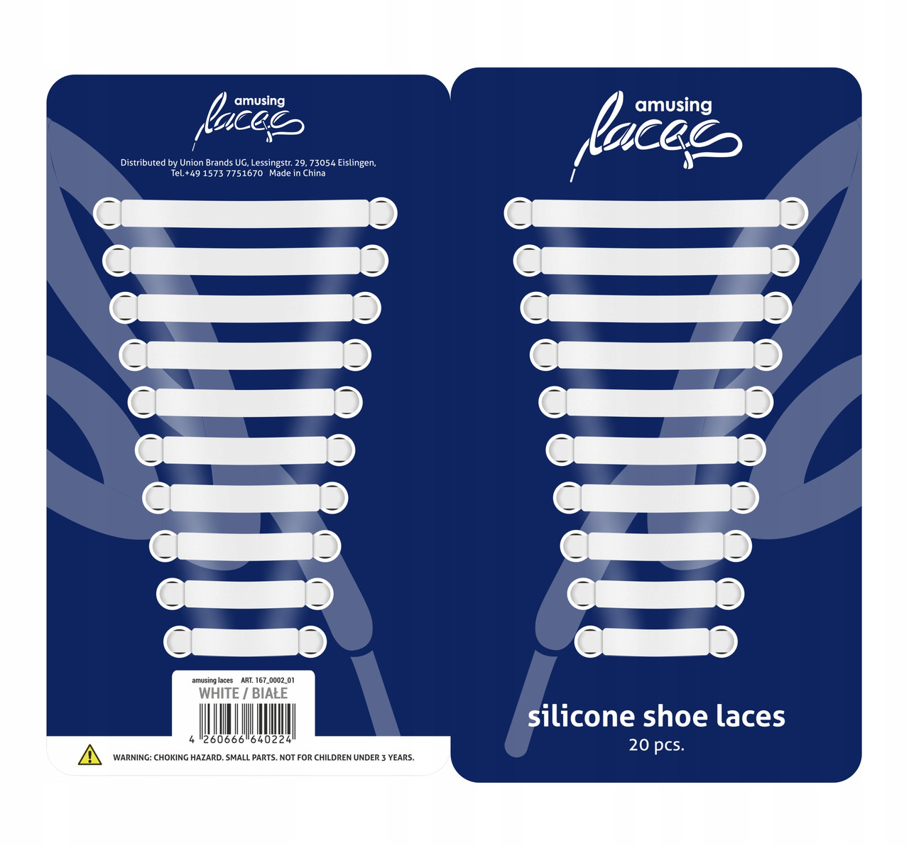 Білі силіконові шнурки Kaps Amusing Laces (10+10) 20 шт/комплект