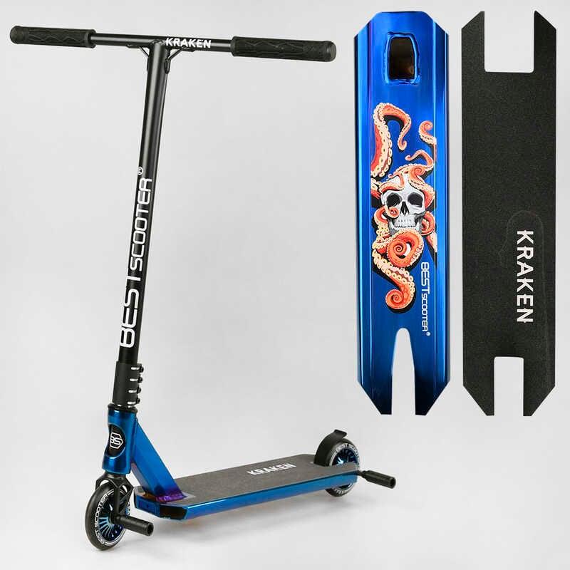 Трюковий самокат Best Scooter Kraken KR-71078, колеса PU 110 мм, висота 87 см, ABEC 9, Анодований, фото 1