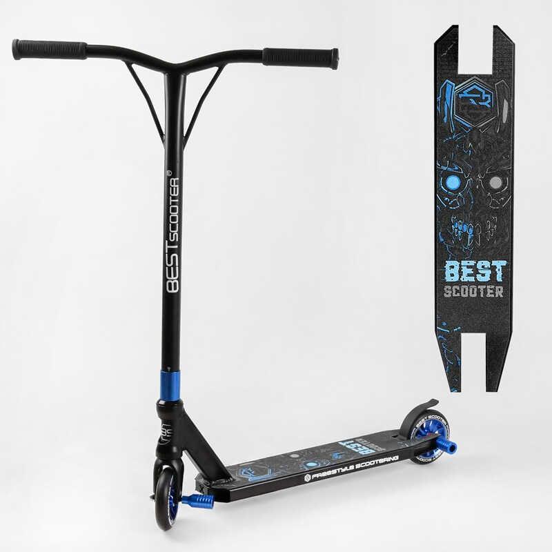 Трюковий самокат Best Scooter 54528, колеса PU 110 мм, ABEC 9, висота 84 см, з пегами, фото 1