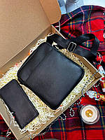 Подарочный набор - Luxury Box London + longer для мужчины Сумка и клатч из натуральной кожи