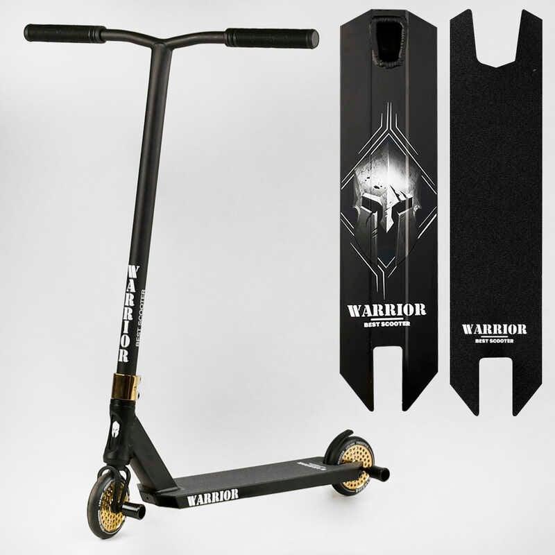 Самокат трюковий "Warrior" Best Scooter Т-50615, колеса PU-120 мм, Висота 85 см, пеги, алюмінієвий диск і дека, фото 1