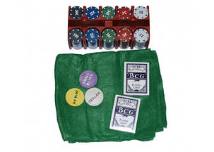 Набор для игры в покер Texas Hold`em 200 фішек з сукном (жестяная коробка), фото 3
