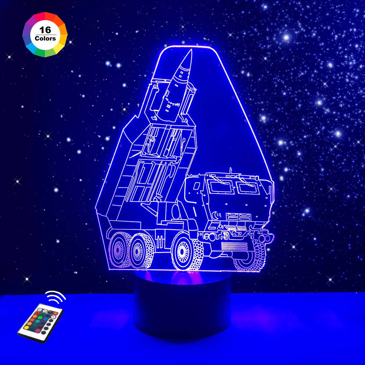 3D нічник "HIMARS" (ВОЛІЧНЕ ЗОБРАЖЕННЯ)+ пульт ДК+ батарейки (3АА) 3DTOYSLAMP