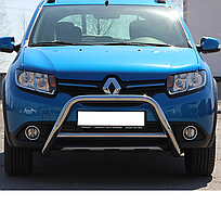 Передній захист кенгурятник нерж Renault Sandero Stepway 2012+