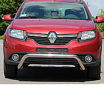 Передній захист кенгурятник нерж на Renault Sandero Stepway 2012+