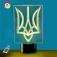 3D нічник "Герб України" (ВОЛІЧНЕ ЗОБРАЖЕННЯ)+ пульт ДК+ батарейки (3АА)  3DTOYSLAMP