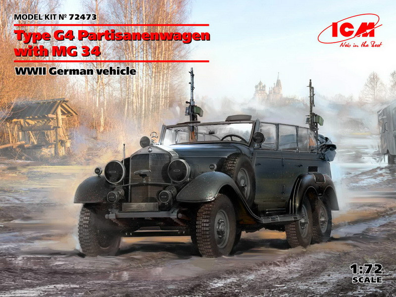 Пластикова модель 1/72 ICM 72473 німецький автомобіль Тип G4 Partisanenwagen з MG 34, фото 1