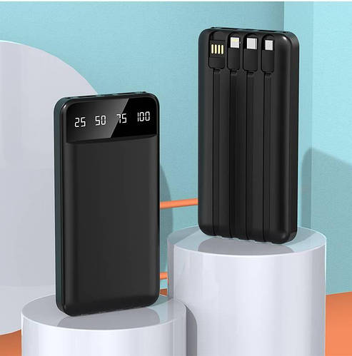 Power Bank Strong 15000 mAh с цифровым дисплеем и встроенными шнурами ...