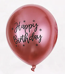 Повітряна куля КІТАЙ  ⁇  Рожевий хром Happy Birthday, 25 см