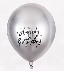 Повітряна куля КІТАЙ  ⁇  Срібний хром Happy Birthday, 25 см