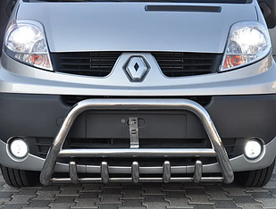 Кенгурятник WT003mod (нерж.) Renault Trafic 2015--