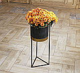 Набір 2-х кашпо для квітів з металу на підставці чорно-золотий, фото 3