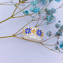 Вишиванка з орнаментом Алатир, кільце, обручка, срібло 925, золото 585/750