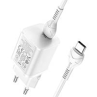 Мережевий зарядний пристрій Hoco N19 Rigorous Type-C 25W та кабель Type-C to Type-C White, фото 4