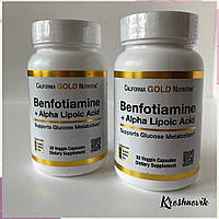 California Gold Nutrition Benfotiamine+Alpha Lipoic Acid Бенфотіамін та альфа-ліпоєва кислота, 30 капсул