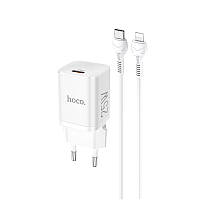 Сетевое зарядное устройство Hoco N19 Rigorous PD25W и кабель Type-C - Lightning White