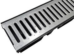 Вуличний дренаж. лоток Drainland у комплекті 3 шт.*(130 мм*1000 мм) кришка метал.гальваниз. "Дощик"