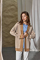 В'язаний кардиган вільного крою бежевий