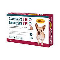 Жевательные таблетки Simparica TRIO от глистов, блох и клещей для собак весом от 1.25 до 2.5 кг 3 шт (10024331