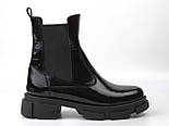 Лакові челсі чорні шкіра жіноче взуття зимове демісезонне COSMO Shoes New Chelsea Black Lac, фото 3