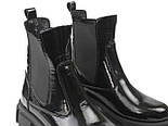 Лакові челсі чорні шкіра жіноче взуття зимове демісезонне COSMO Shoes New Chelsea Black Lac, фото 7