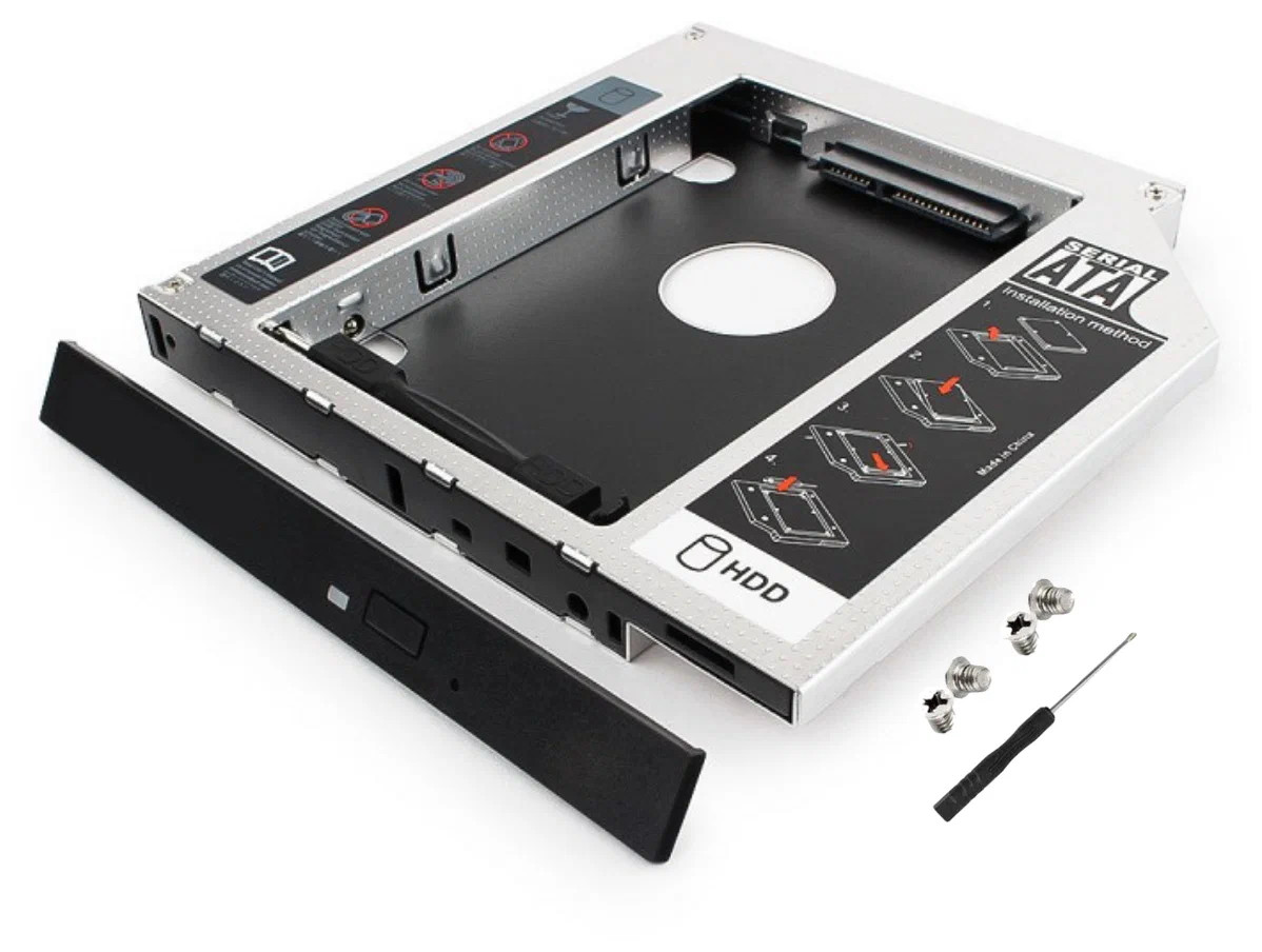 Кишеня-адаптер 9.5 мм для підключення 2.5" HDD/SSD замість DVD-приводу ноутбука