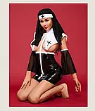 Латекс сексуальний костюм монашки для рольових ігор, фото 3