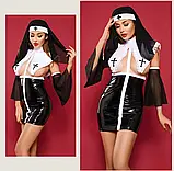 Латекс сексуальний костюм монашки для рольових ігор, фото 2