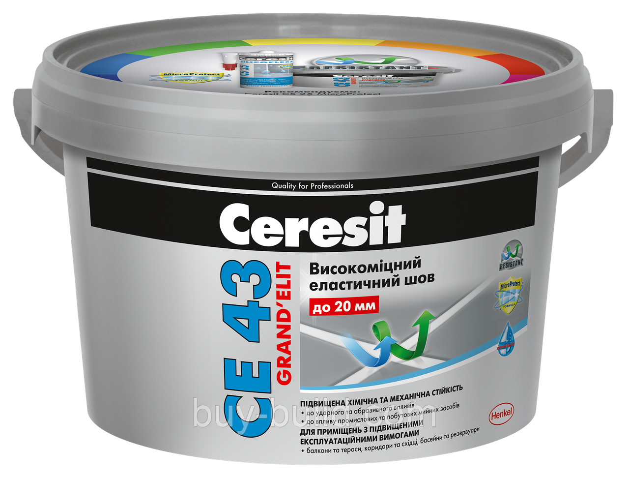 Фуга Ceresit CE 43 Grand'elit 2 кг надміцний  шов до 20 мм (сірий), фото 1