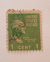 Рідкісна Поштова марка США 1938 рік , Джордж Вашингтон, 1цент