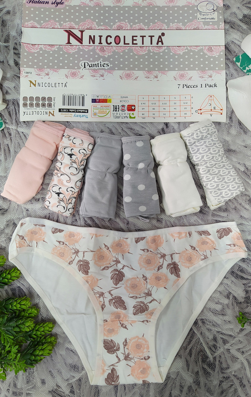 Труси жіночі тижневки 2XL 48-50 розмір 7 шт. комплект сліпи бавовна Nicoletta Туреччина 13972