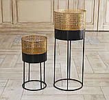 Набір кашпо для вазонів з металу на підставці 2 шт, фото 2