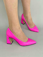 Женские демисезонные туфли лодочки ShoesBand Розовые неон натуральные кожанные внутри кожподкладка 35 (23 см)