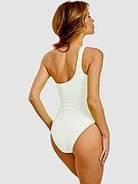 ОПТ Суцільний купальник у рубчик на одне плече Z.Five 55307 38-46 білий на 44 46 48 50 52 укр розміри, фото 3