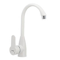 Пластиковий змішувач для кухні PLAMIX Mario-011 White білий, фото 3