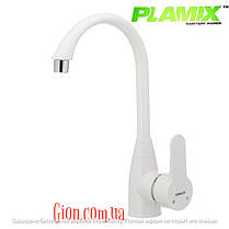 Пластиковий змішувач для кухні PLAMIX Mario-011 White білий, фото 5